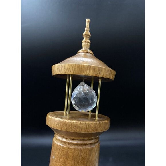 Fred Uggla Lighthouse Made Of Oregon Myrtlewood With Crystal Prism Vintage - Picture 7 of 8